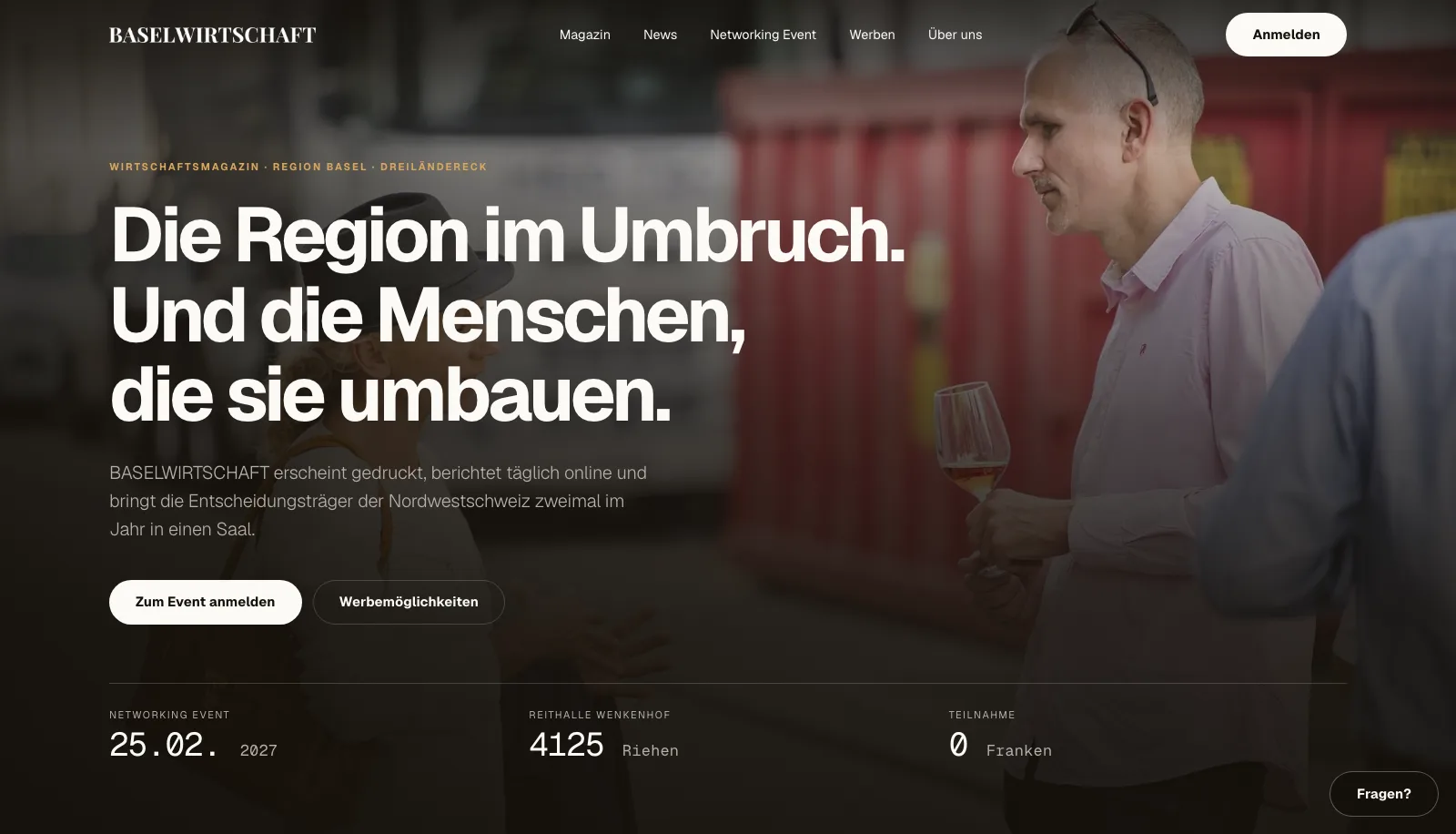 Von Frascati gebaute Website für BASELWIRTSCHAFT
