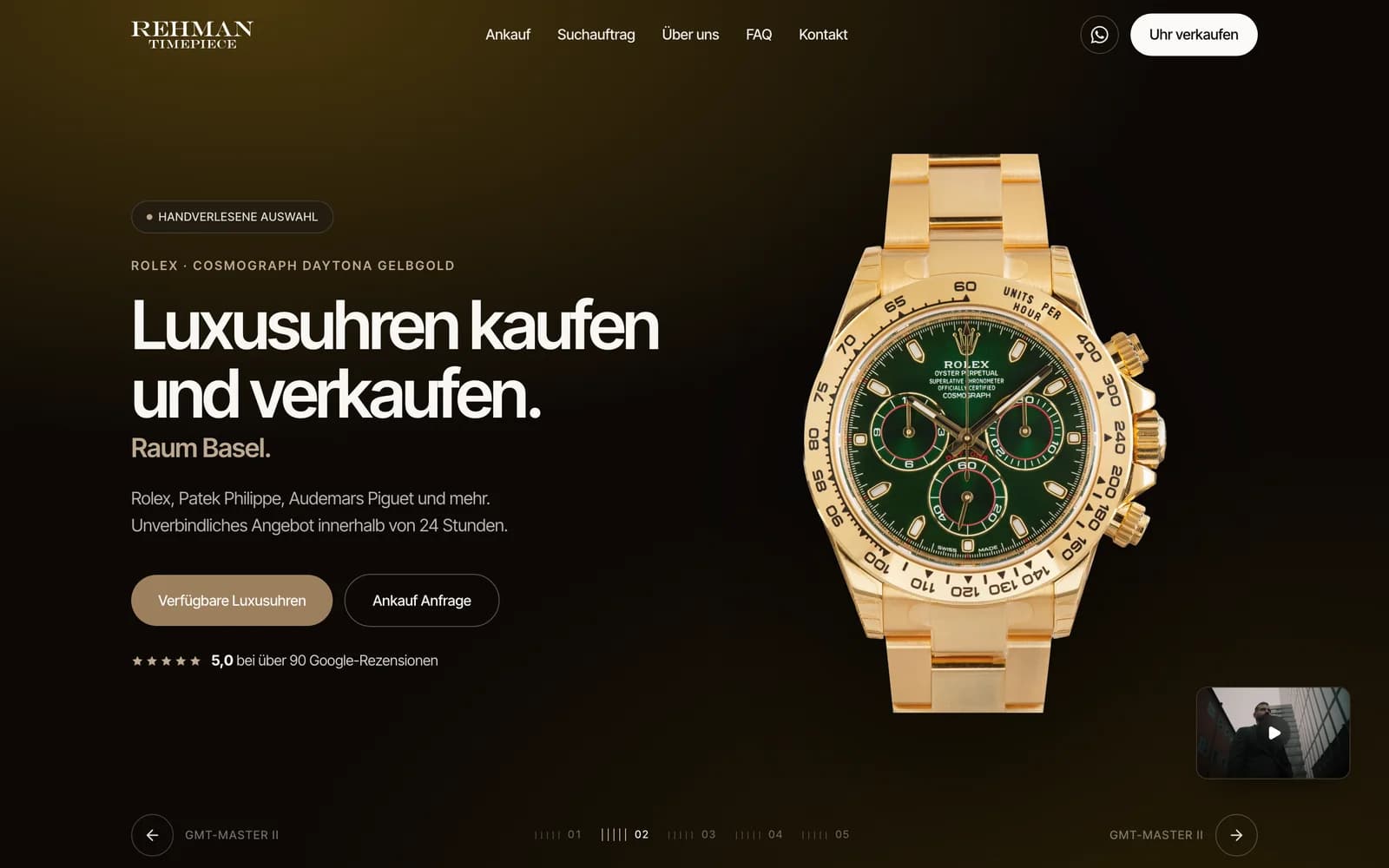 Von Frascati gebaute Website für Rehman Timepiece